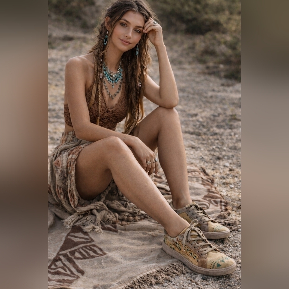 NWT Karma Of Charme Sunrise Handpainted Sneakers-Olive